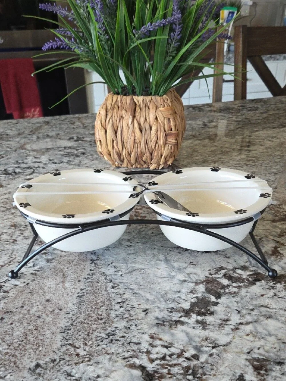 Signature Housewares Ceramic Cat Double Bowl Set